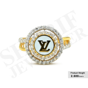 LV Brand Gold Ring with Stone