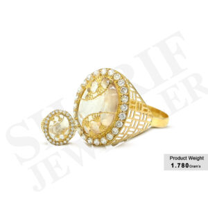 Singaporian White zircon Stone Ring with White Opal Stone